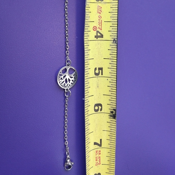 Tree of Life & Feather Charm Bracelet SS Stainless Steel Silver Deck Your Wrist - Picture 6 of 6